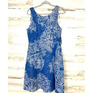 Signature Robbie Bee womens 8 Blue Floral Lightweight Tank Summer Midi Dress NEW